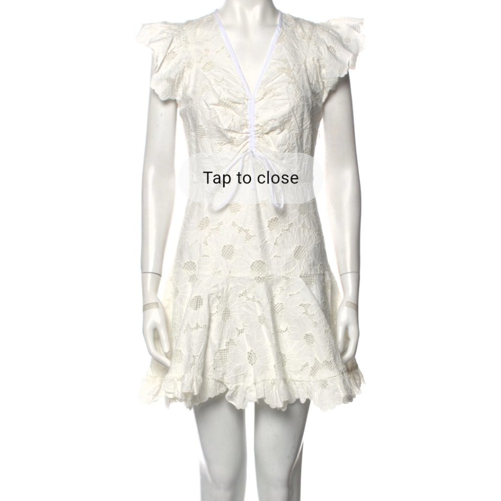 Sandro White Embroidered Mesh Detail Dress